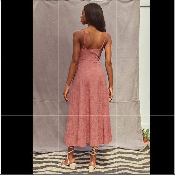 Lulus Time for Tea Dusty Rose Jacquard Sleeveless Midi Dress - Size Small - Picture 2 of 16
